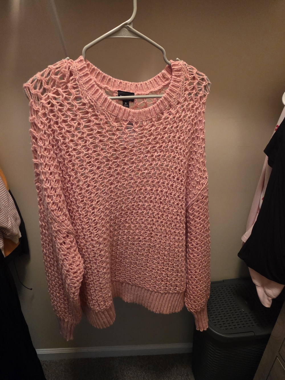 torrid Pink Open-Knit Crewneck Sweater